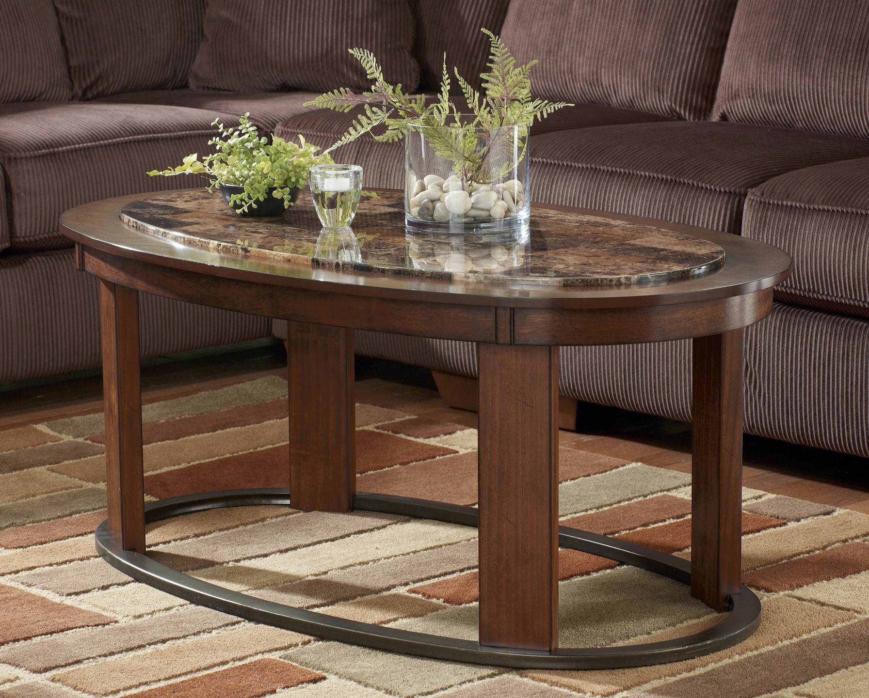 Living Room Oval Coffee Table With Storage
