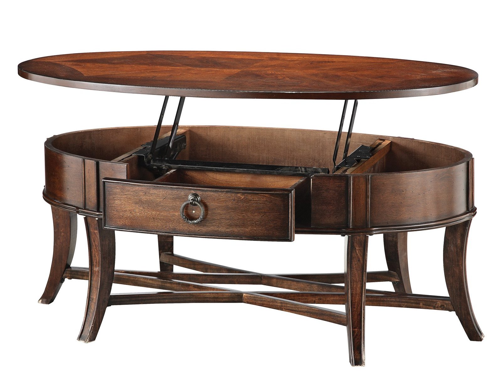 Oval Solid Wood Lift Top Coffee Table With Drawers Raysa House Oval Solid Wood Lift Top Coffee Table With Drawers