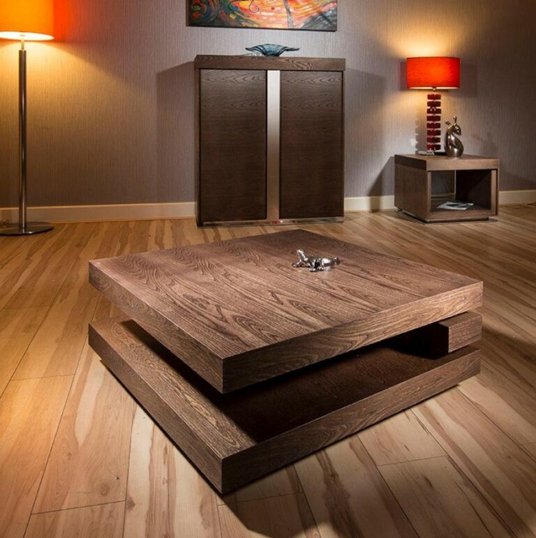 Modern Large Square Dark Wood Coffee Table 768x771 