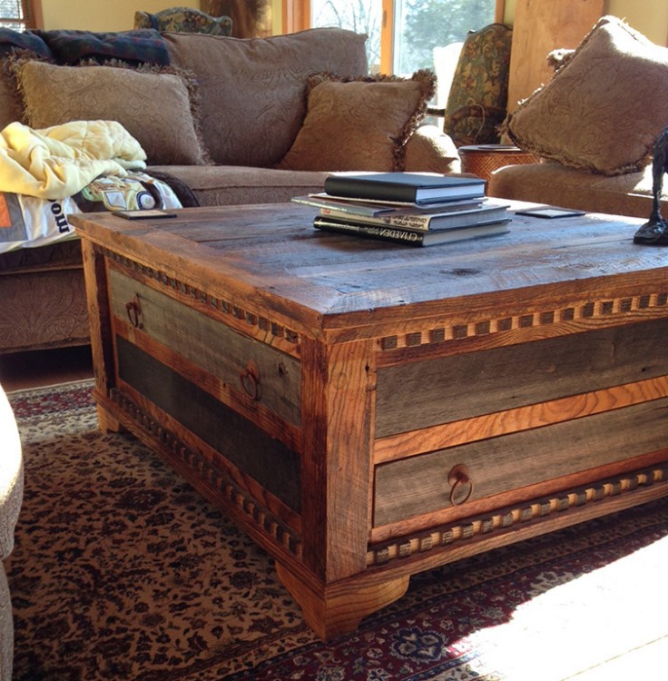 Square Coffee Table Dark Wood Furniture