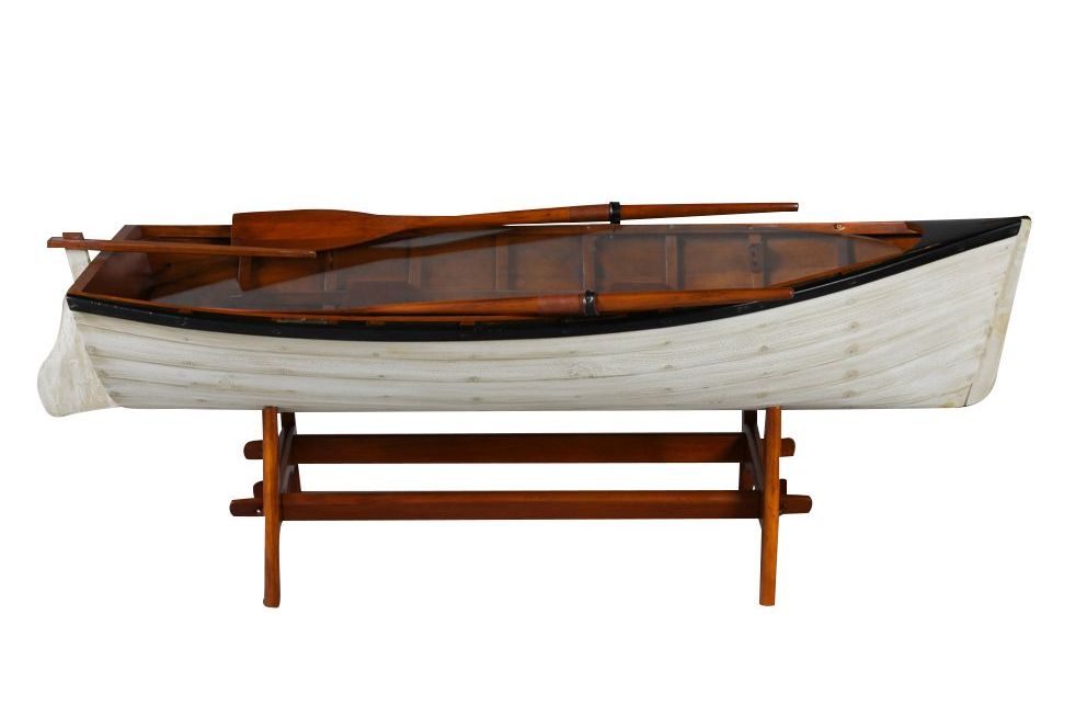 White Boat Wood Coffee Table Book